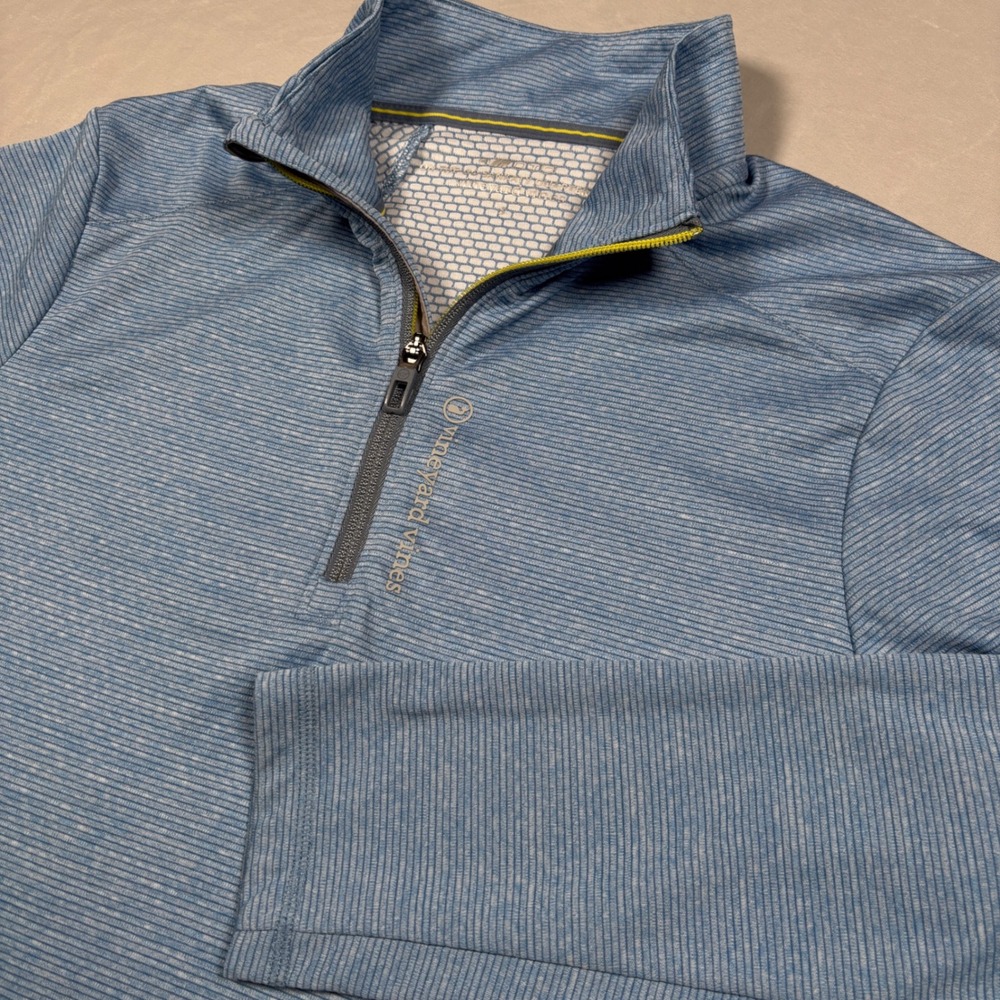 Vineyard Vines Mens Small Blue On-The-Go Sankaty Quarter‎ Zip Performance